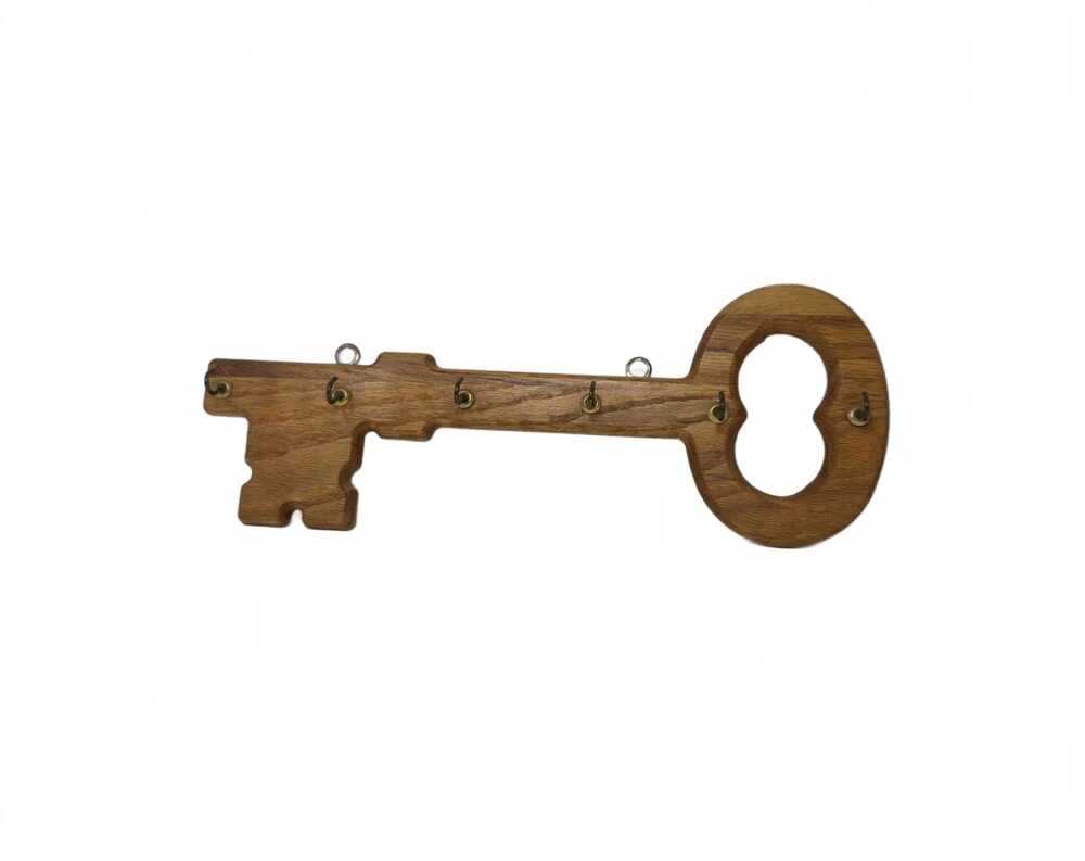 Vintage Wooden Skeleton Key Wall Rack 6 Hooks Vermillion Wood Products